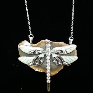 Handmade Agate Dragonfly Necklace